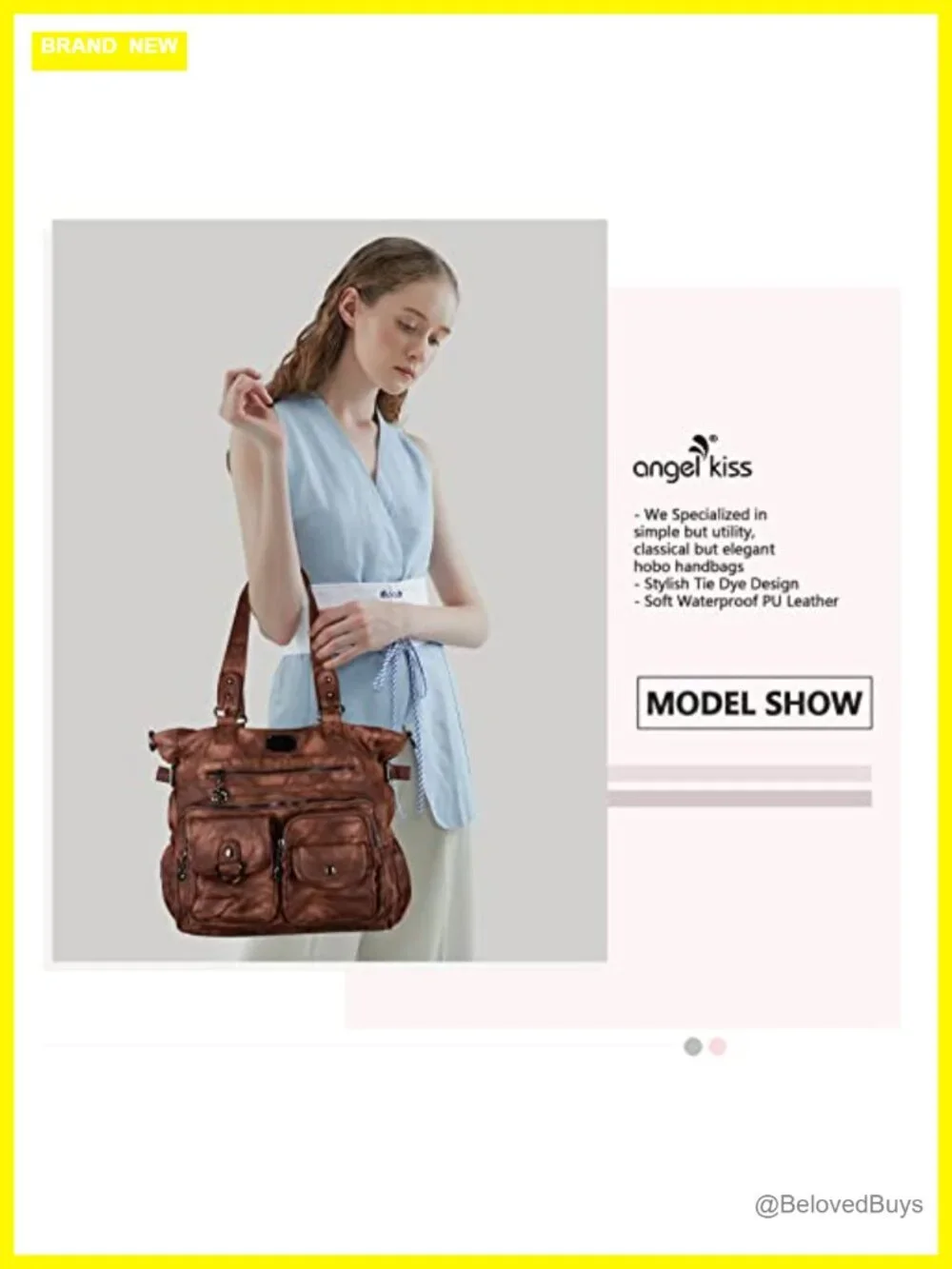 Washed PU Leather Hobo Bag Soft Satchel Shoulder Crossbody Tote